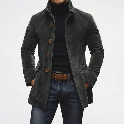 Women's Corduroy Stand Collar Button-Up Fall Coat Edenforth