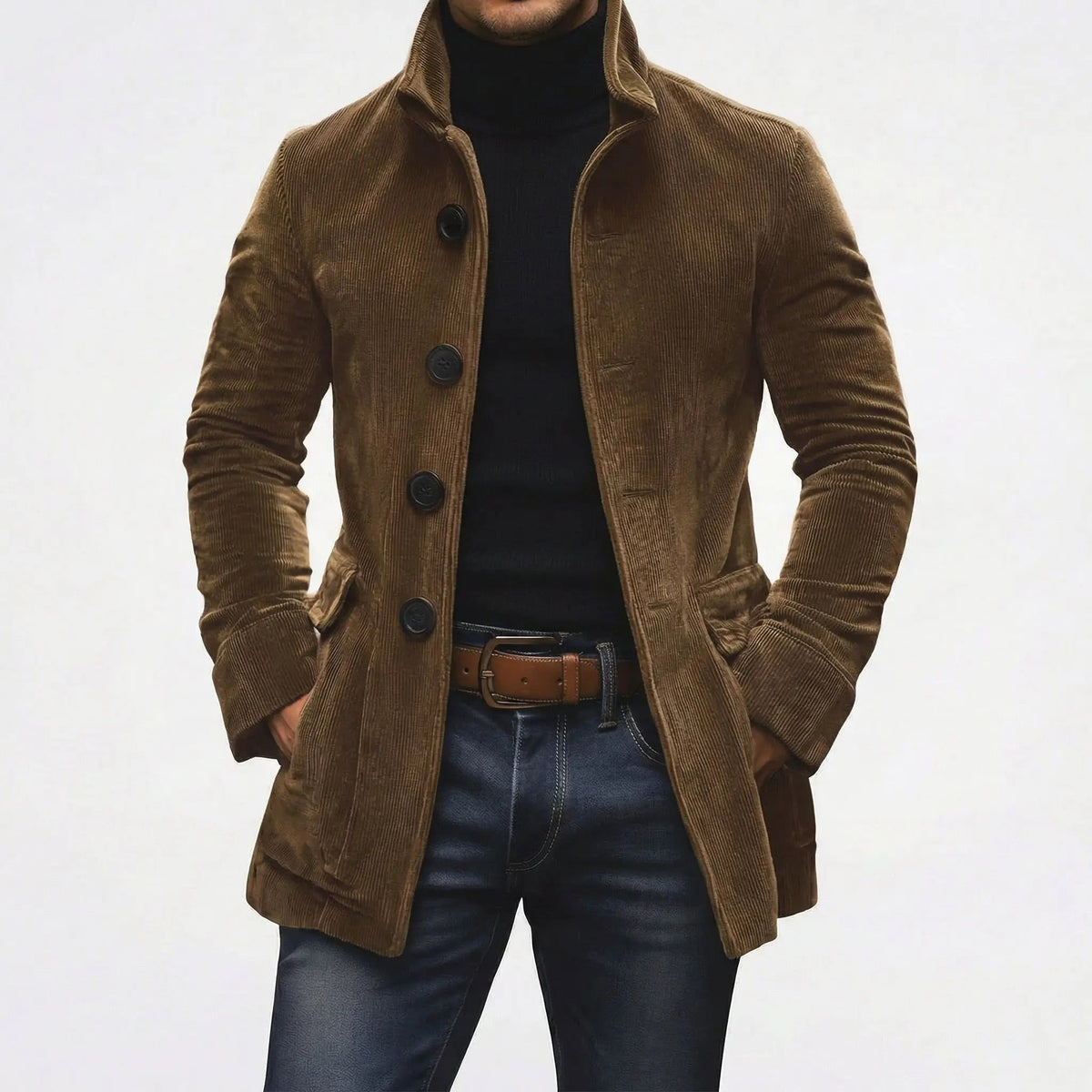 Women's Corduroy Stand Collar Button-Up Fall Coat Edenforth