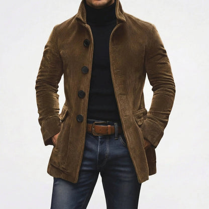 Women's Corduroy Stand Collar Button-Up Fall Coat Edenforth