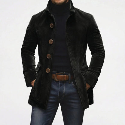 Women's Corduroy Stand Collar Button-Up Fall Coat Edenforth