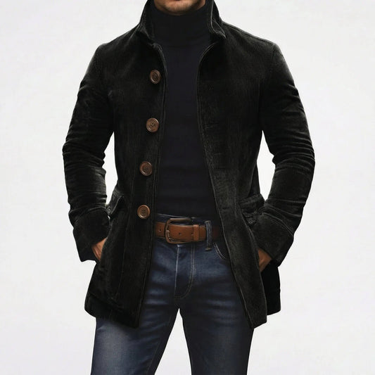 Women's Corduroy Stand Collar Button-Up Fall Coat Edenforth