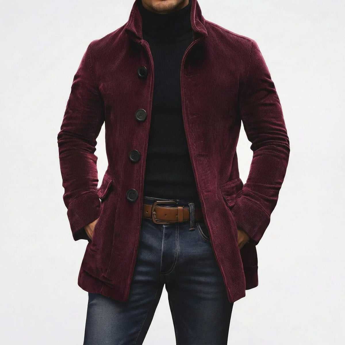 Women's Corduroy Stand Collar Button-Up Fall Coat Edenforth