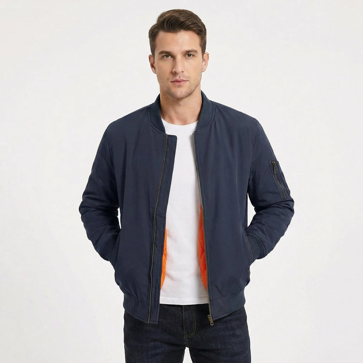 Men's Bomber MA-1 Flight Fall Jacket with Contrast Quilted Lining Edenforth