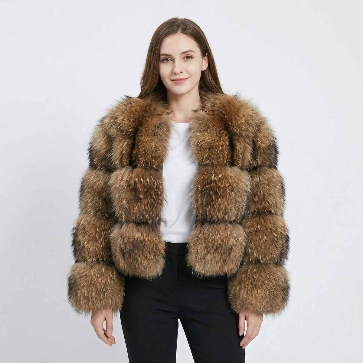 Women's Textured Faux-Fur Cropped Winter Coat Edenforth