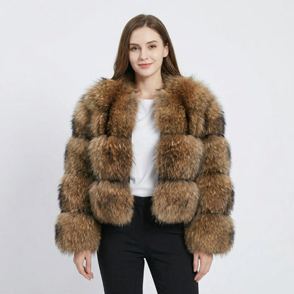 Women's Textured Faux-Fur Cropped Winter Coat Edenforth