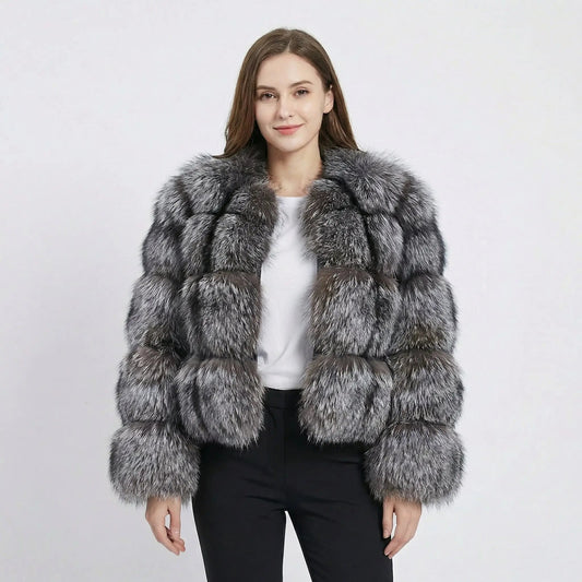 Women's Textured Faux-Fur Cropped Winter Coat Edenforth