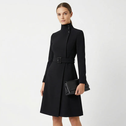 Women's Belted Turtleneck Knit Dress with A-Line Winter Skirt Edenforth