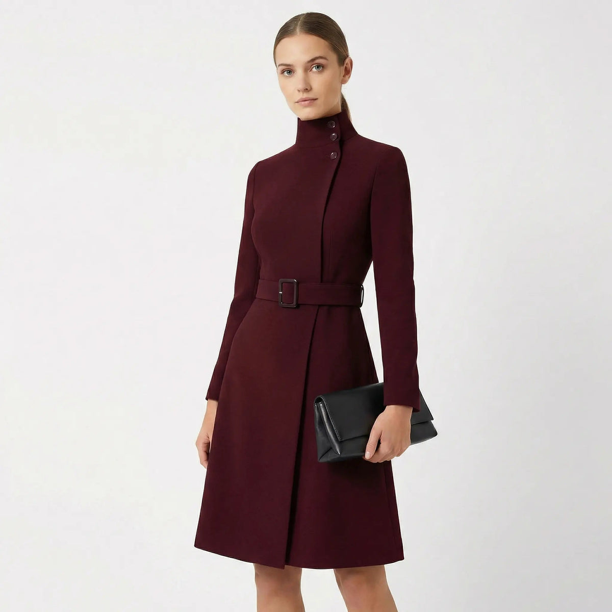 Women's Belted Turtleneck Knit Dress with A-Line Winter Skirt Edenforth