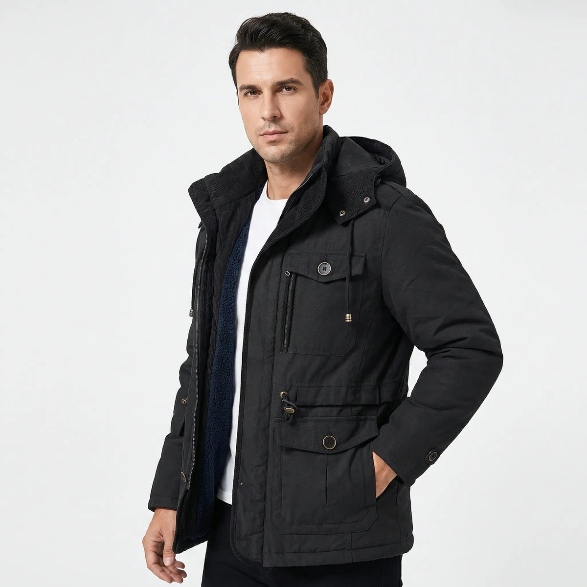 Men's Water Resistant Fleece Lined Hooded Winter Jacket Edenforth