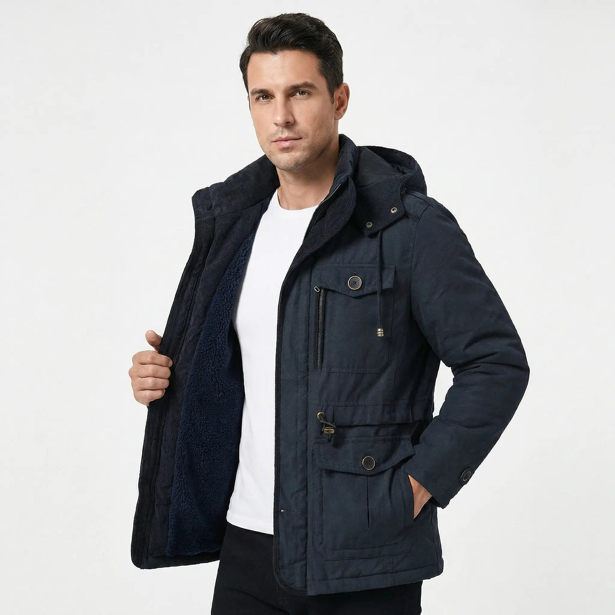 Men's Water Resistant Fleece Lined Hooded Winter Jacket Edenforth