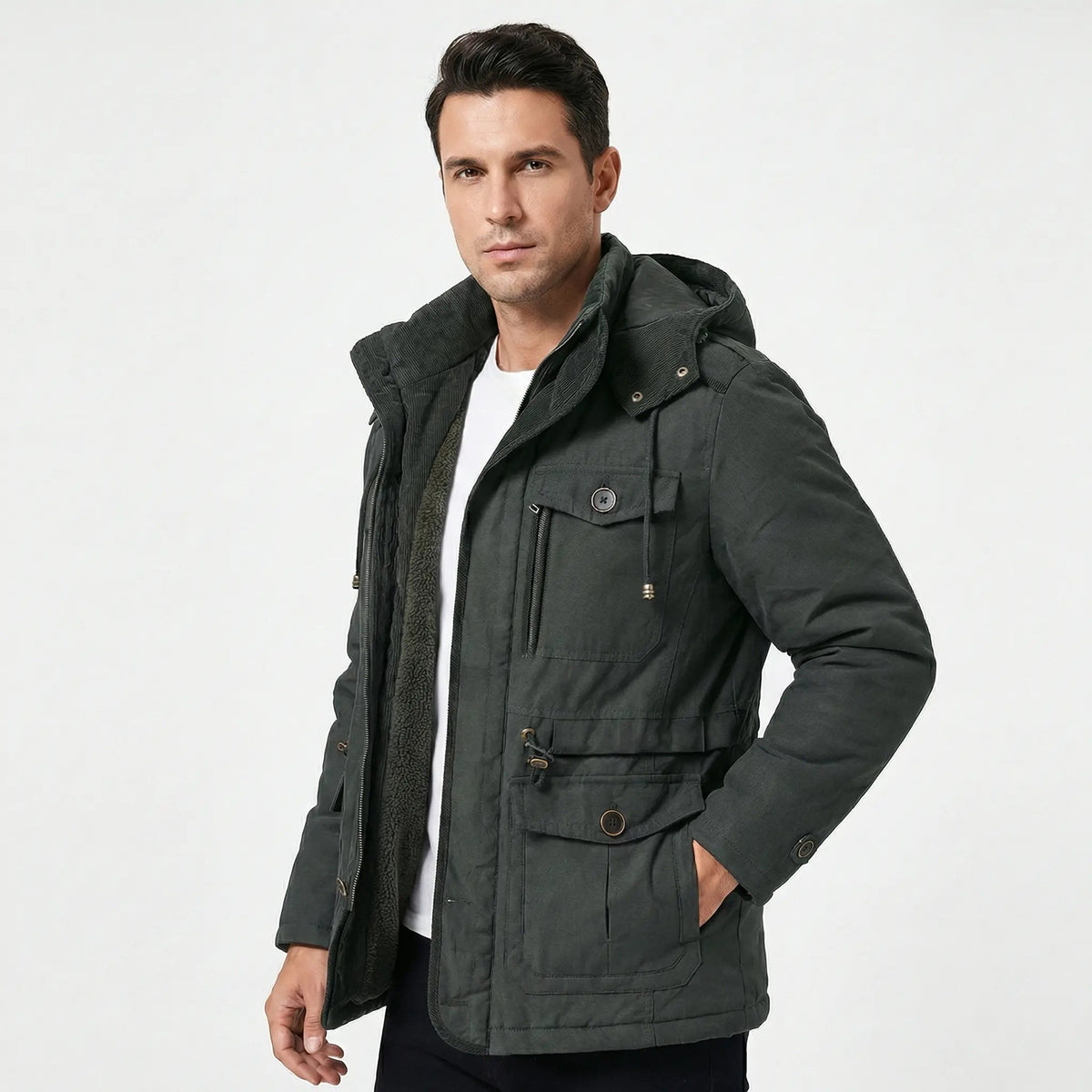 Men's Water Resistant Fleece Lined Hooded Winter Jacket Edenforth
