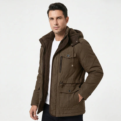 Men's Water Resistant Fleece Lined Hooded Winter Jacket Edenforth