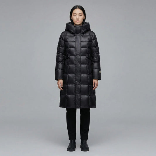 Women's Over The Knee Hooded Long Quilted Puffer Winter Coat Edenforth