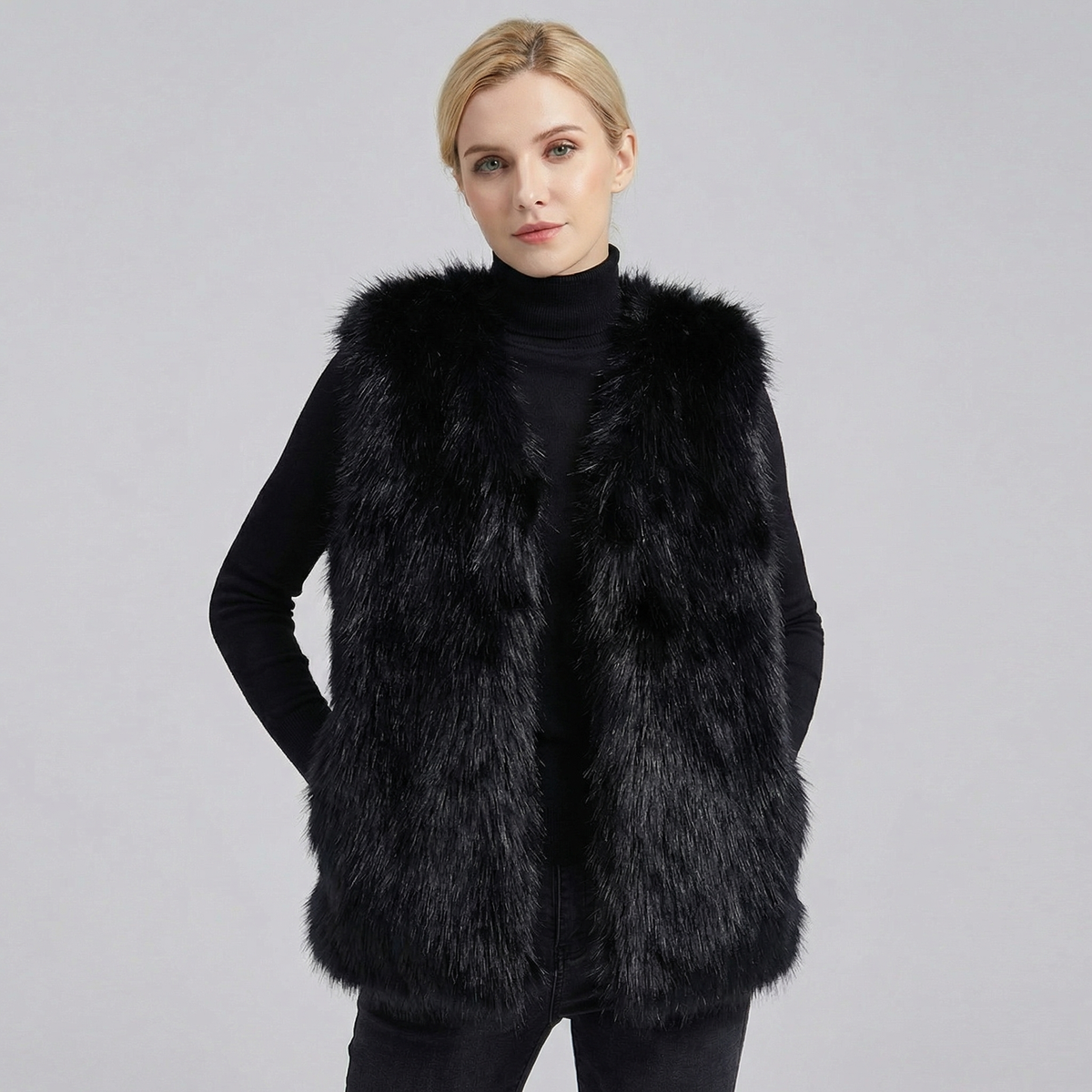 Women's Faux-Fur Sleeveless Fluffy Warm Shoulder Winter Gilet Edenforth