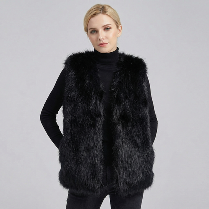 Women's Faux-Fur Sleeveless Fluffy Warm Shoulder Winter Gilet Edenforth