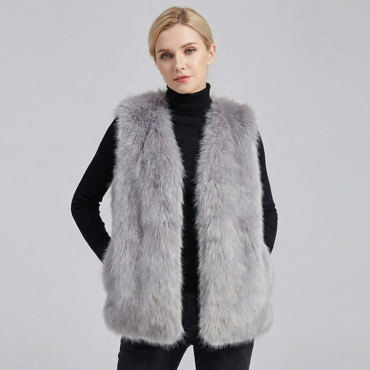 Women's Faux-Fur Sleeveless Fluffy Warm Shoulder Winter Gilet Edenforth
