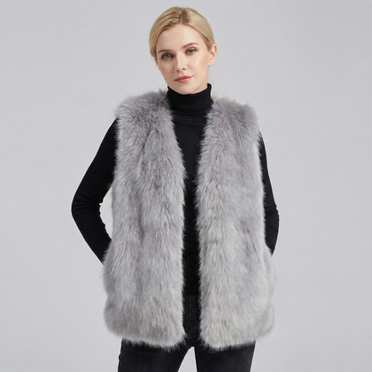 Women's Faux-Fur Sleeveless Fluffy Warm Shoulder Winter Gilet Edenforth