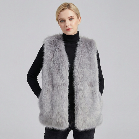 Women's Faux-Fur Sleeveless Fluffy Warm Shoulder Winter Gilet Edenforth