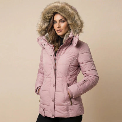 Women's Slim-Fit Fur Collar Puffer Down Winter Jacket Edenforth