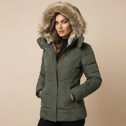 Women's Slim-Fit Fur Collar Puffer Down Winter Jacket Edenforth