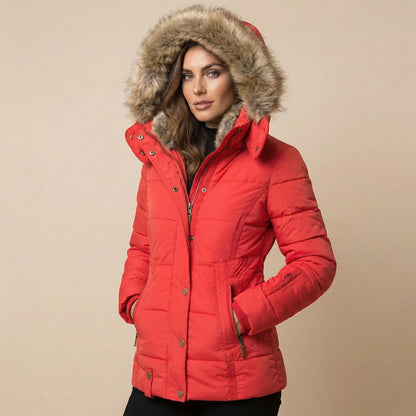 Women's Slim-Fit Fur Collar Puffer Down Winter Jacket Edenforth