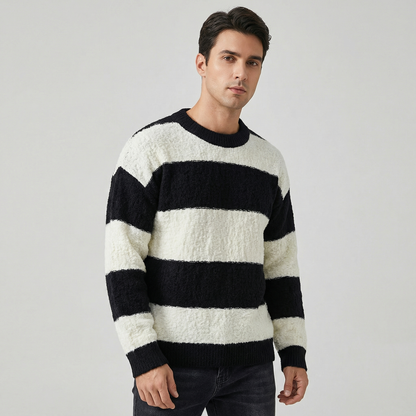 Men's Striped Contrast Crewneck Knitwear Winter Sweater Edenforth