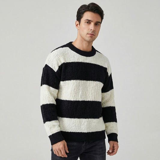 Men's Striped Contrast Crewneck Knitwear Winter Sweater Edenforth