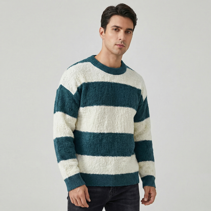 Men's Striped Contrast Crewneck Knitwear Winter Sweater Edenforth