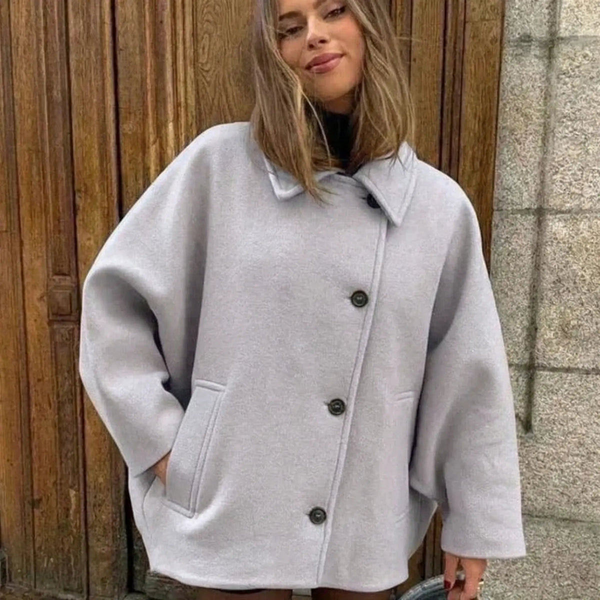 Women's Lapel Loose Fit Long Wool Winter Coat Edenforth