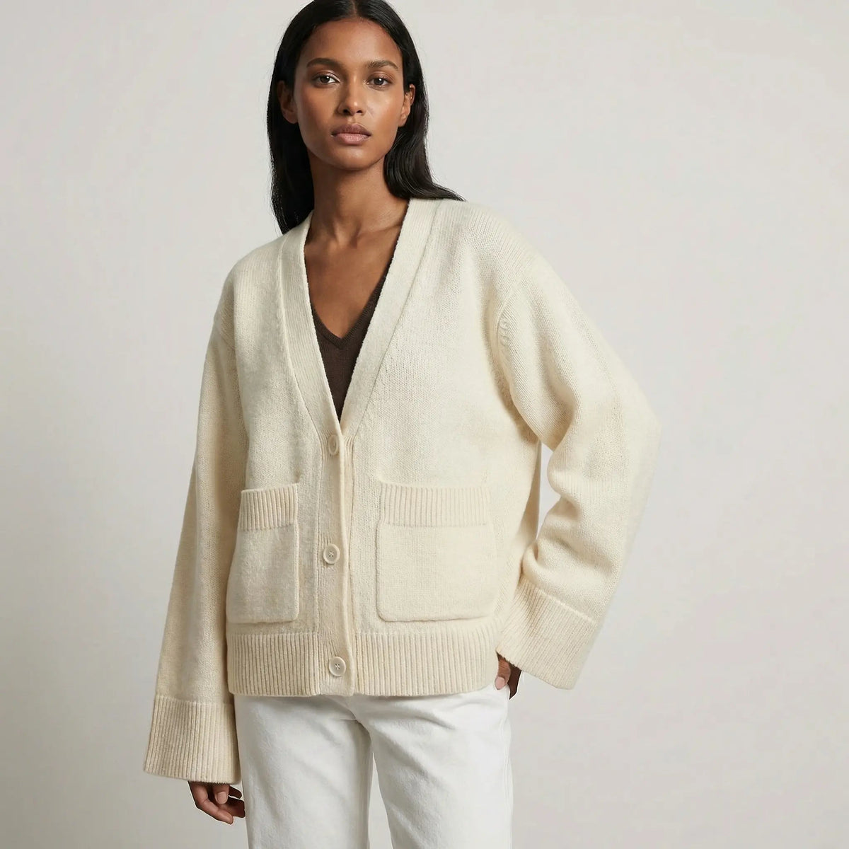 Women's Long-Sleeve Relaxed-Fit Open-Front Knit Winter Cardigan Edenforth