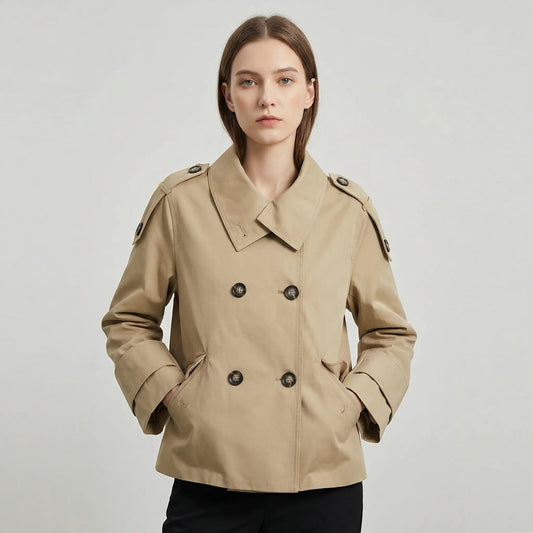Women's Classic Double-Breasted Commuter Trench Winter Coat Edenforth