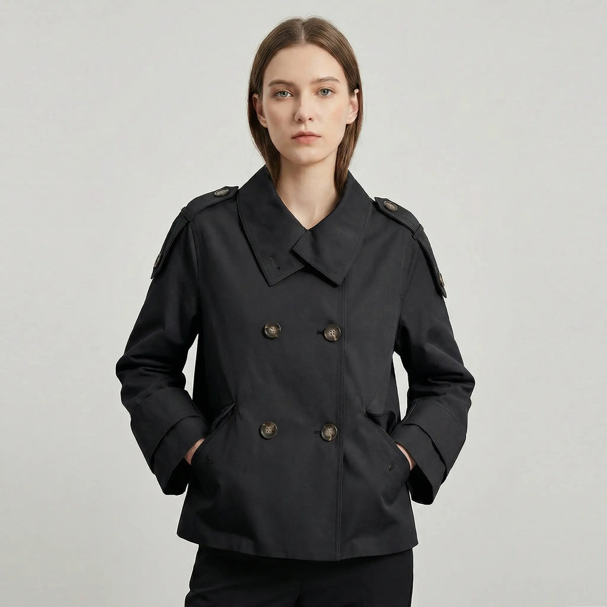 Women's Classic Double-Breasted Commuter Trench Winter Coat Edenforth