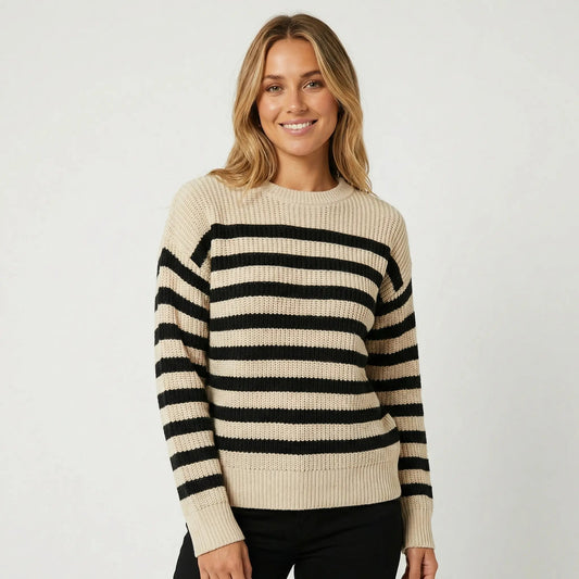 Women's Striped Thick Knit Winter Sweater Edenforth