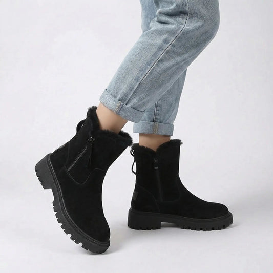 Women's Fur Lined Suede Plush Chelsea Ankle Winter Boots Edenforth