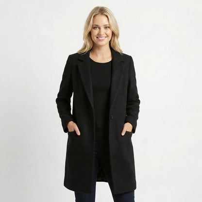 Women's Houndstooth Tailored Long Wool Blend Overcoat Edenforth