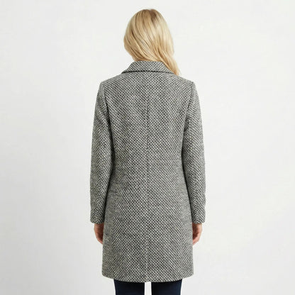 Women's Houndstooth Tailored Long Wool Blend Overcoat Edenforth