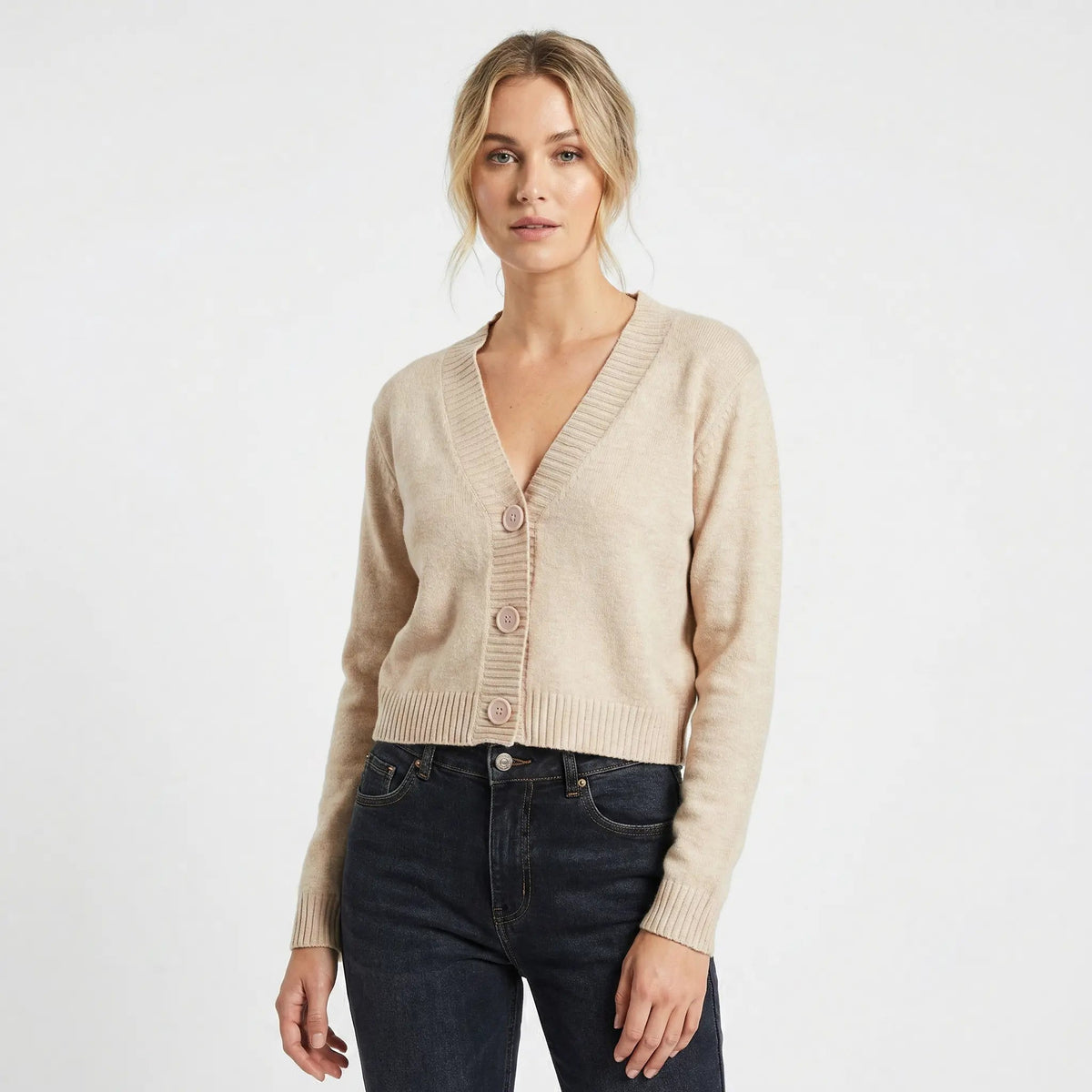 Women's V-Neck Button-Up Knit Winter Cardigan Blouse Edenforth