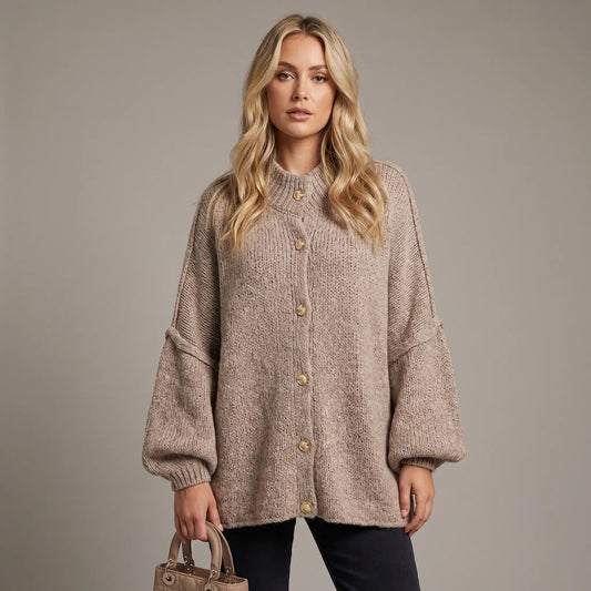 Women's Dolman Sleeve Chunky Knit Button-Up Winter Cardigan Edenforth
