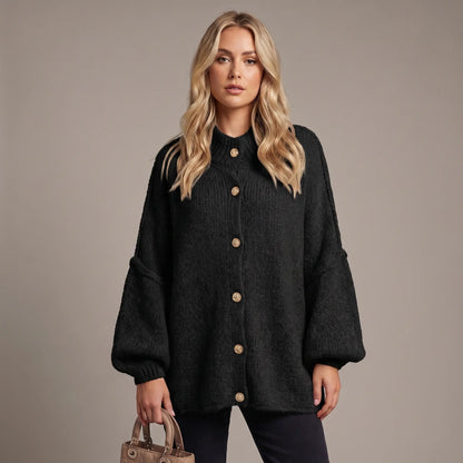 Women's Dolman Sleeve Chunky Knit Button-Up Winter Cardigan Edenforth
