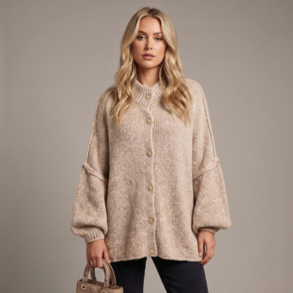 Women's Dolman Sleeve Chunky Knit Button-Up Winter Cardigan Edenforth