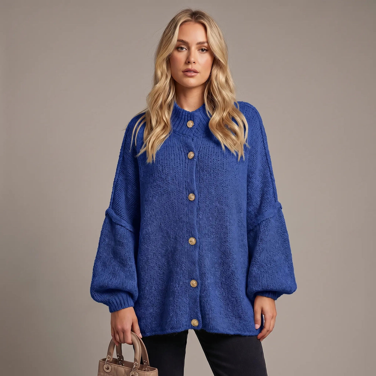 Women's Dolman Sleeve Chunky Knit Button-Up Winter Cardigan Edenforth