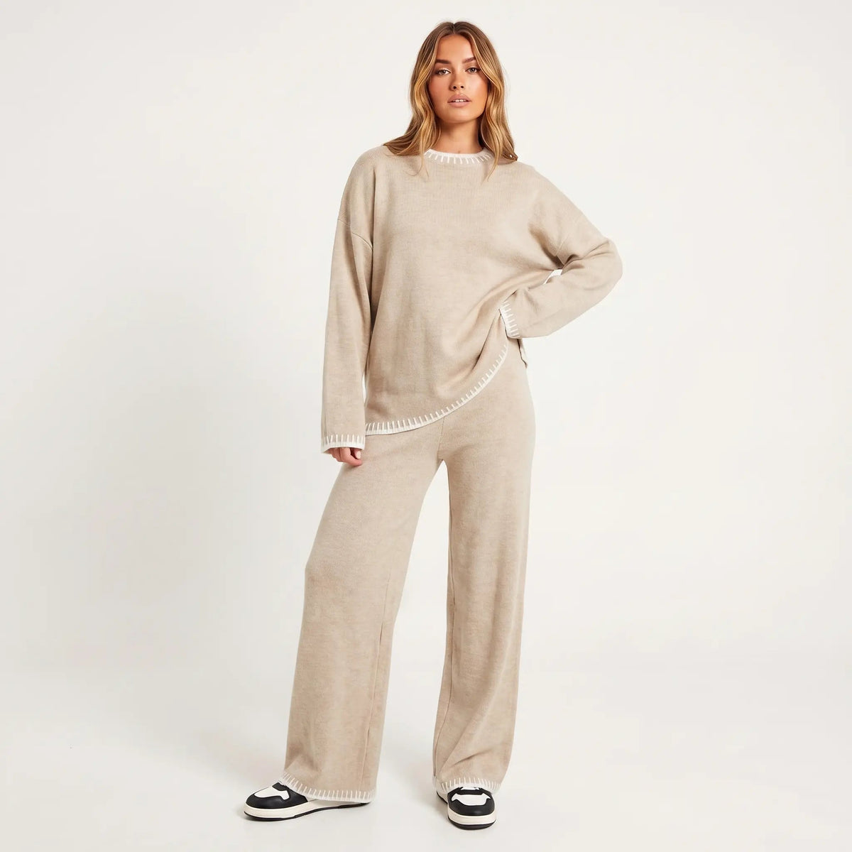 Women's Knit Two-Piece Set Oversized Sweater and Wide-Leg Pants Co-ord Edenforth