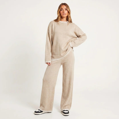 Women's Knit Two-Piece Set Oversized Sweater and Wide-Leg Pants Co-ord Edenforth