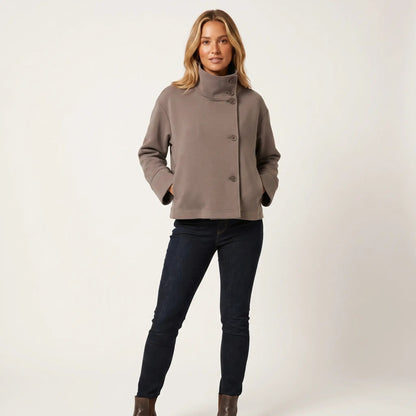 Women's Wool Blend Oversized Short Double-Breasted Peacoat Edenforth