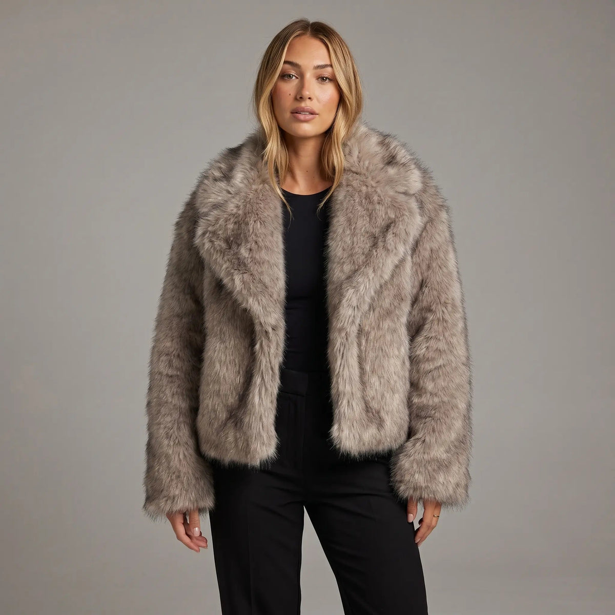 Women's Faux-Fur Coat Oversized Winter Jacket Wide Lapel Edenforth