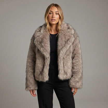 Women's Faux-Fur Coat Oversized Winter Jacket Wide Lapel Edenforth