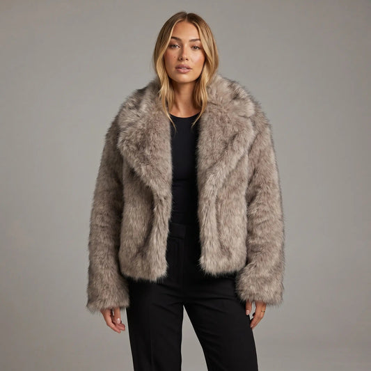 Women's Faux-Fur Coat Oversized Winter Jacket Wide Lapel Edenforth