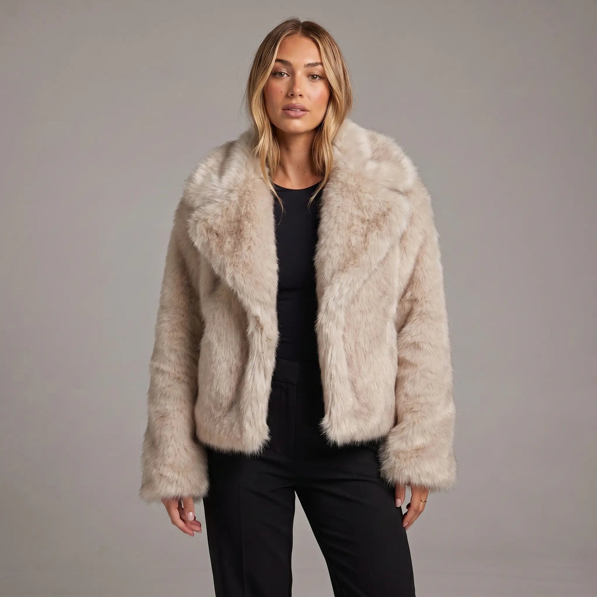 Women's Faux-Fur Coat Oversized Winter Jacket Wide Lapel Edenforth