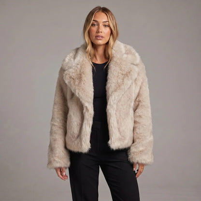 Women's Faux-Fur Coat Oversized Winter Jacket Wide Lapel Edenforth