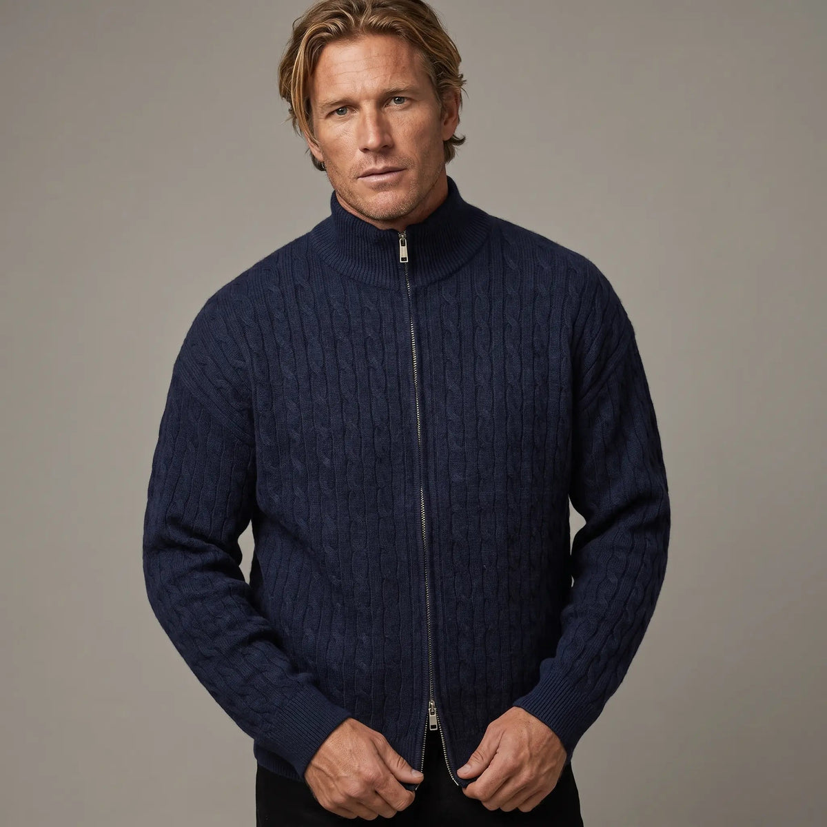 Men's Cable Knit Full-Zip Winter Cardigan Edenforth